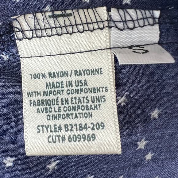 BELLA DAHL Blue White Top Star Collar Long Sleeve Classic Button-Up Size S Small - Picture 7 of 8